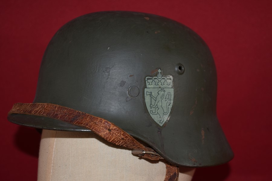 WW2 GERMAN DOUBLE DECAL HELMET NORWEIGAN RE-ISSUE-SOLD